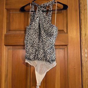 Abercrombie silky halter tie neck cheetah print bodysuit